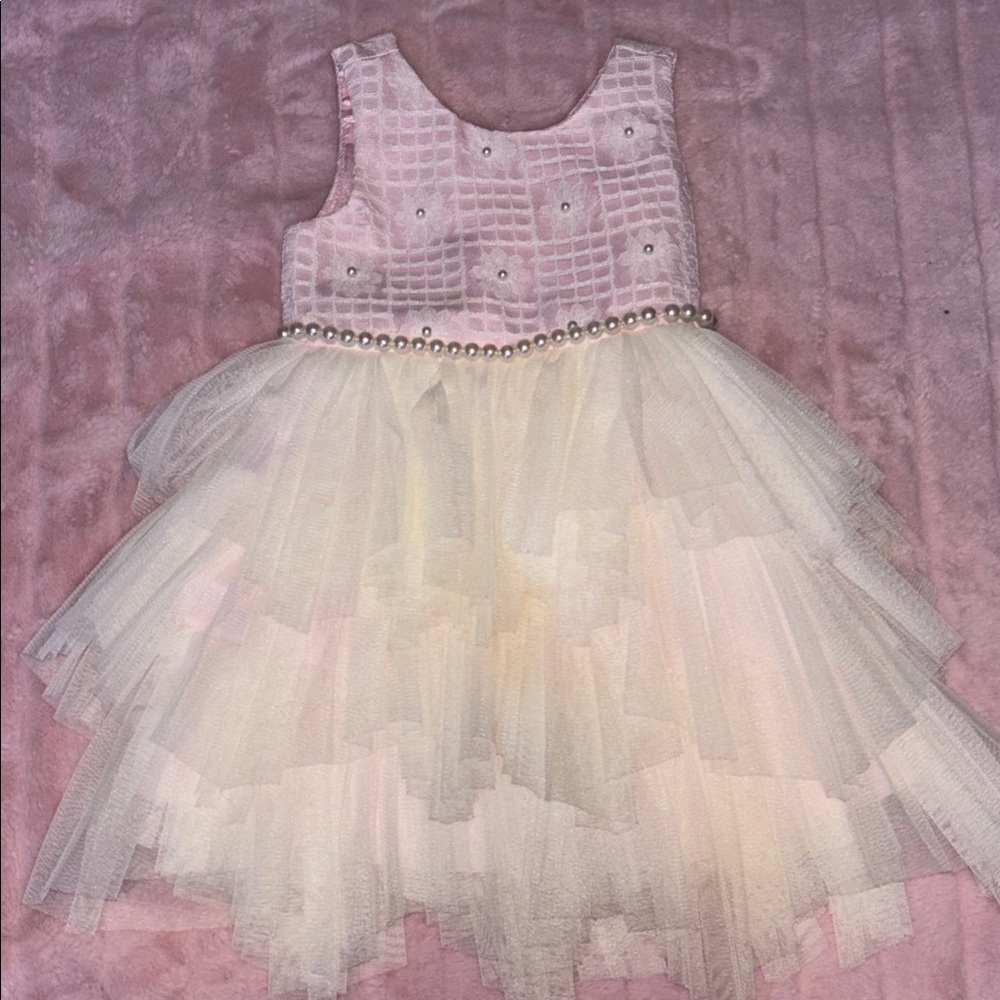 Elegant Pink and Cream Kids Formal Dress